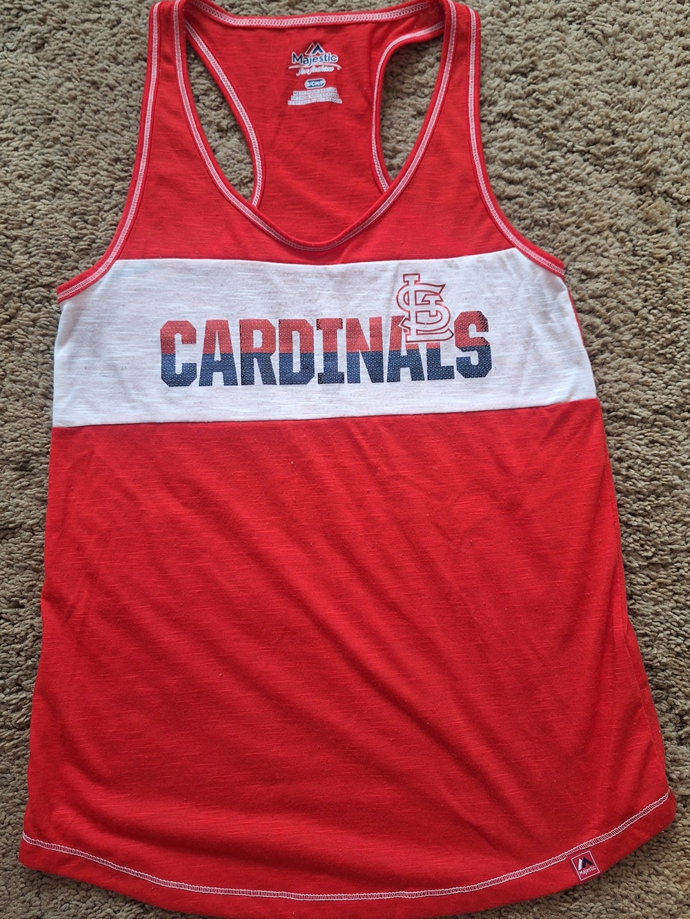 Majestic Red and White Cardinals Racerback Tank